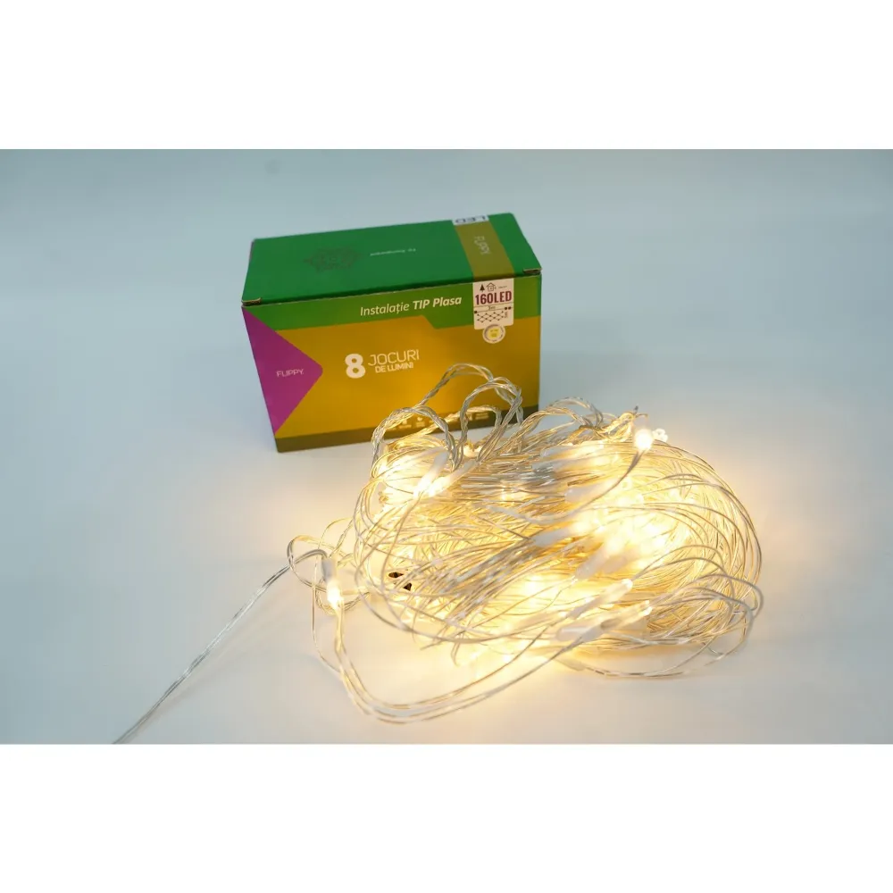 Hálós típusú telepítési szakasz 160 meleg fehér LED-del | FrostyLights 2