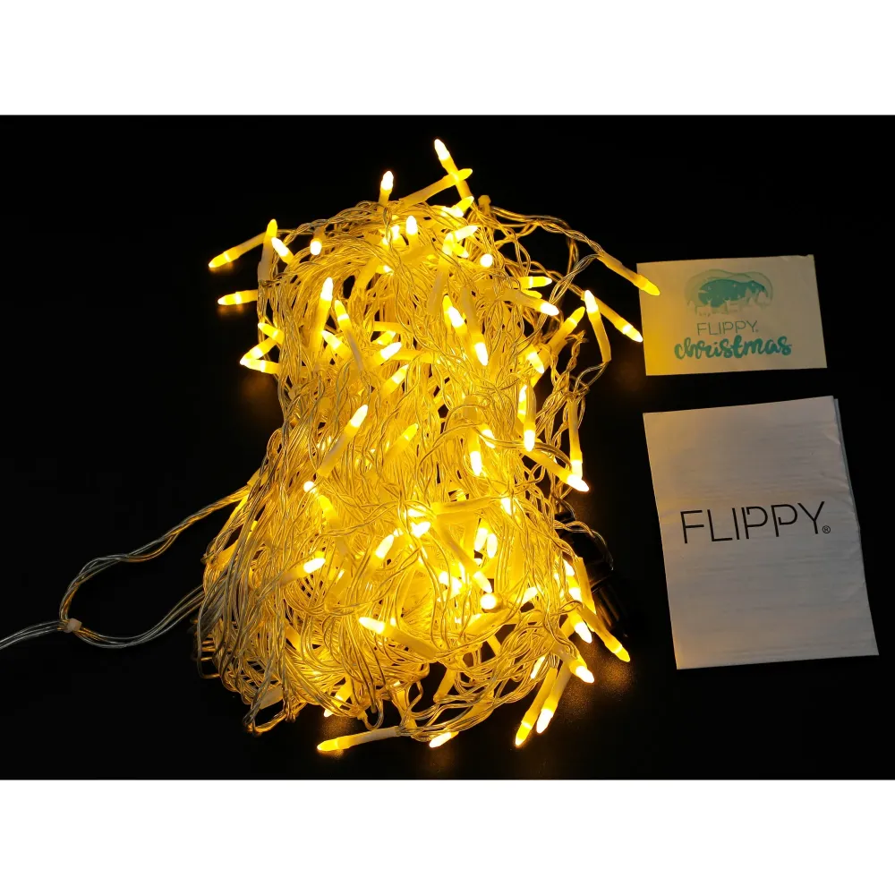 Karácsonyi fényfüzér, Vivimall®, jégcsap típusú, tápegység nélkül, 5m, 143 LED, 8 világítási mód, átlátszó kábel, meleg fe...
