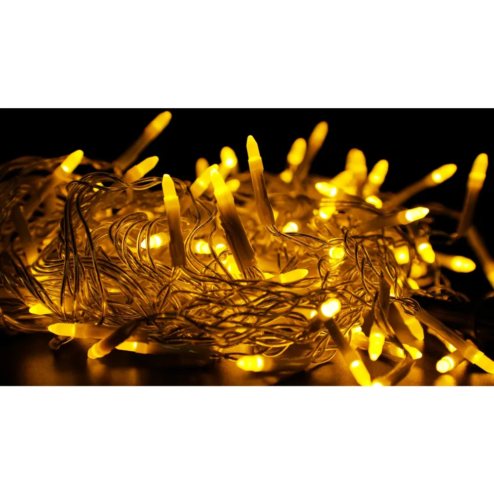 Karácsonyi fényfüzér, Vivimall®, jégcsap típusú, tápegység nélkül, 5m, 143 LED, 8 világítási mód, átlátszó kábel, meleg fe...