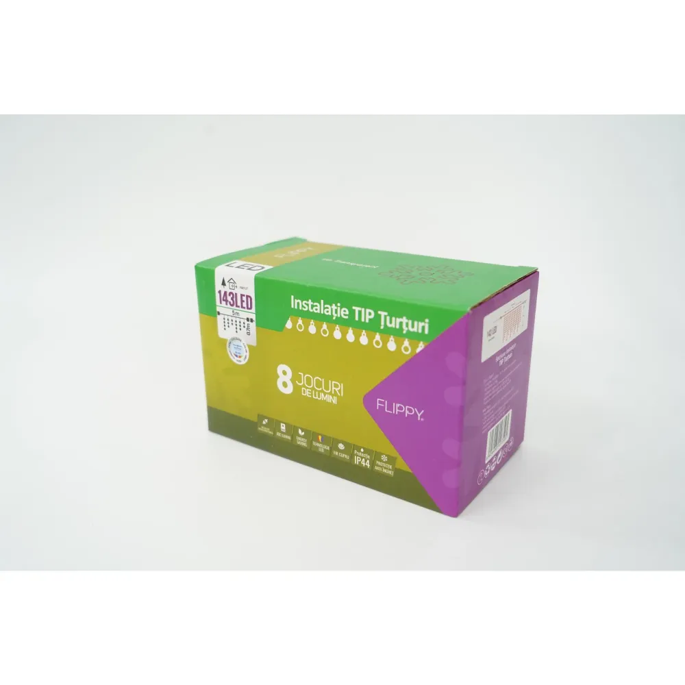 Vivimall® Jégcsap karácsonyi fényfüzér, 5 m, 143 LED, Összekapcsolható, Átlátszó vezeték, RB-RG, Figyelem! tápegység nem t...