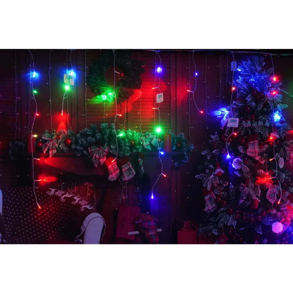 Vivimall® Jégcsap karácsonyi fényfüzér, 5 m, 143 LED, Összekapcsolható, Átlátszó vezeték, RB-RG, Figyelem! tápegység nem t...