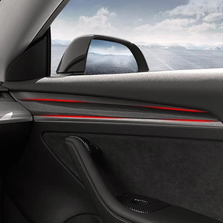 Model 3 [Real Carbon Fiber] Ajtó burkolat burkolat, első ajtó kárpit panel sapkák Tesla (2021-2023)