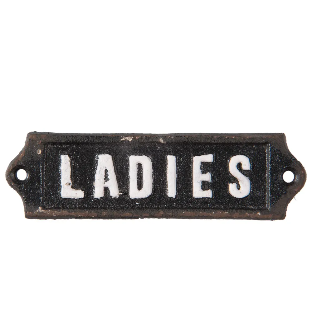 Barna öntöttvas ajtótábla Ladies felirattal