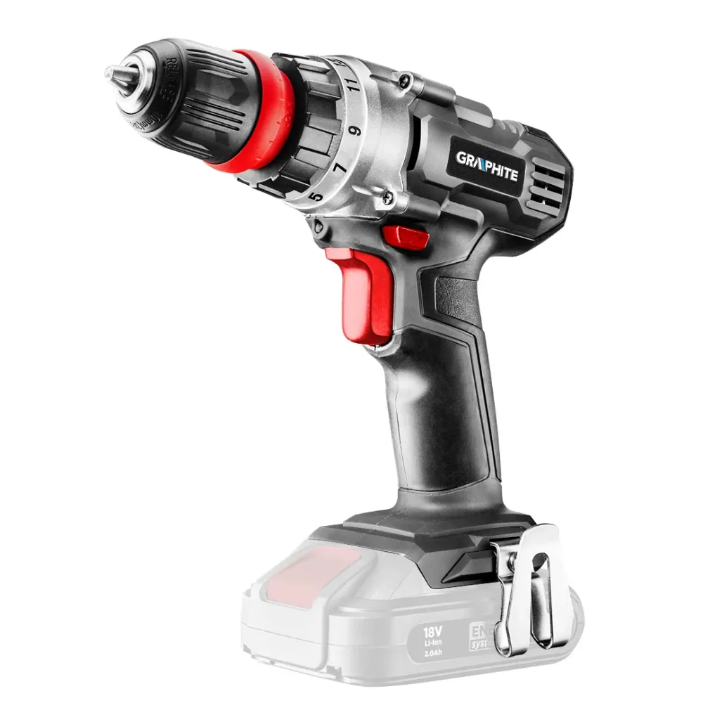 Akkus fúró csavarozó ENERGY+ 18V, 10mm gyorstokmány, levehető fúrótokmány, akku nélkül