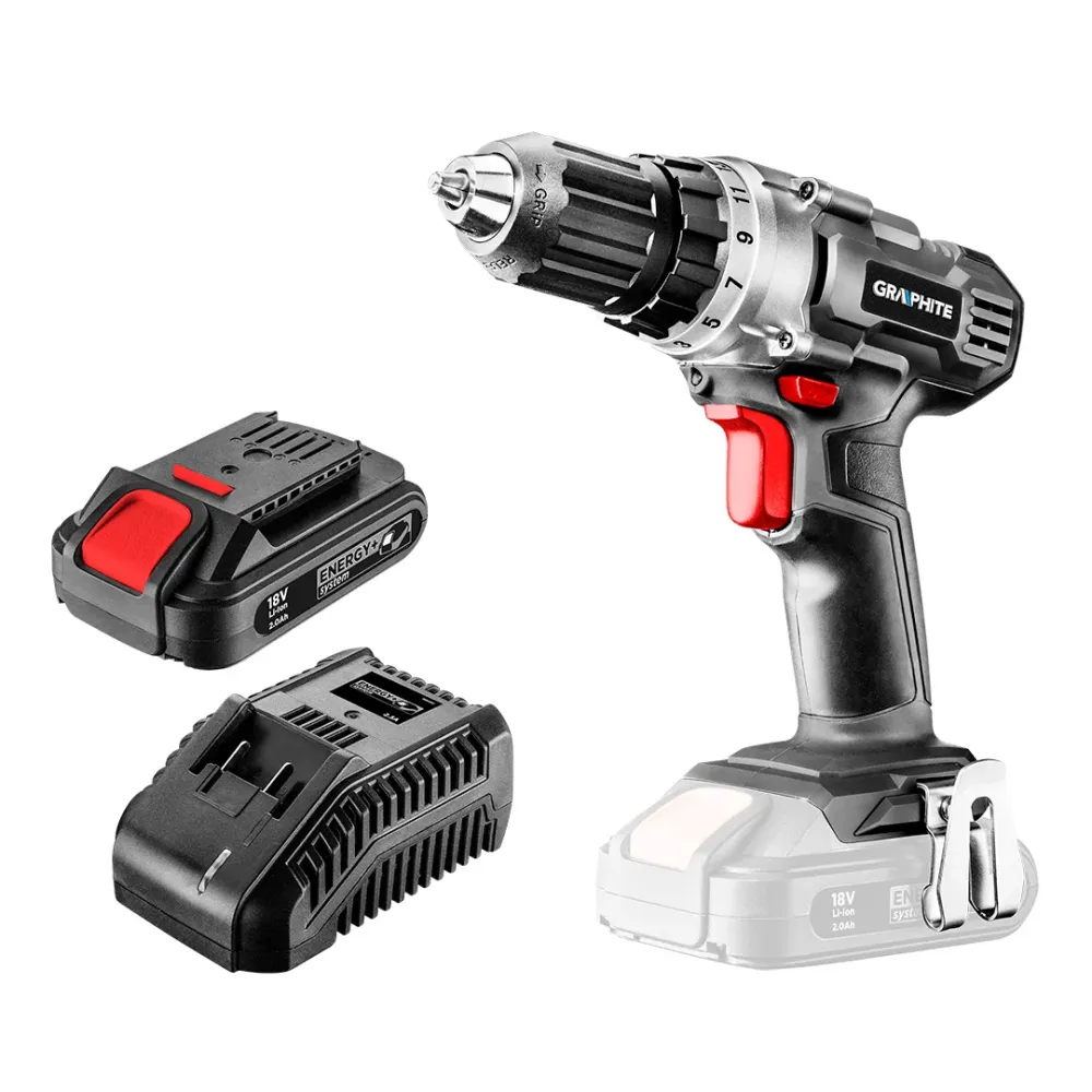 Akkus fúró ENERGY+ 18V/2ah, 10mm gyorstokmány, akku+töltő
