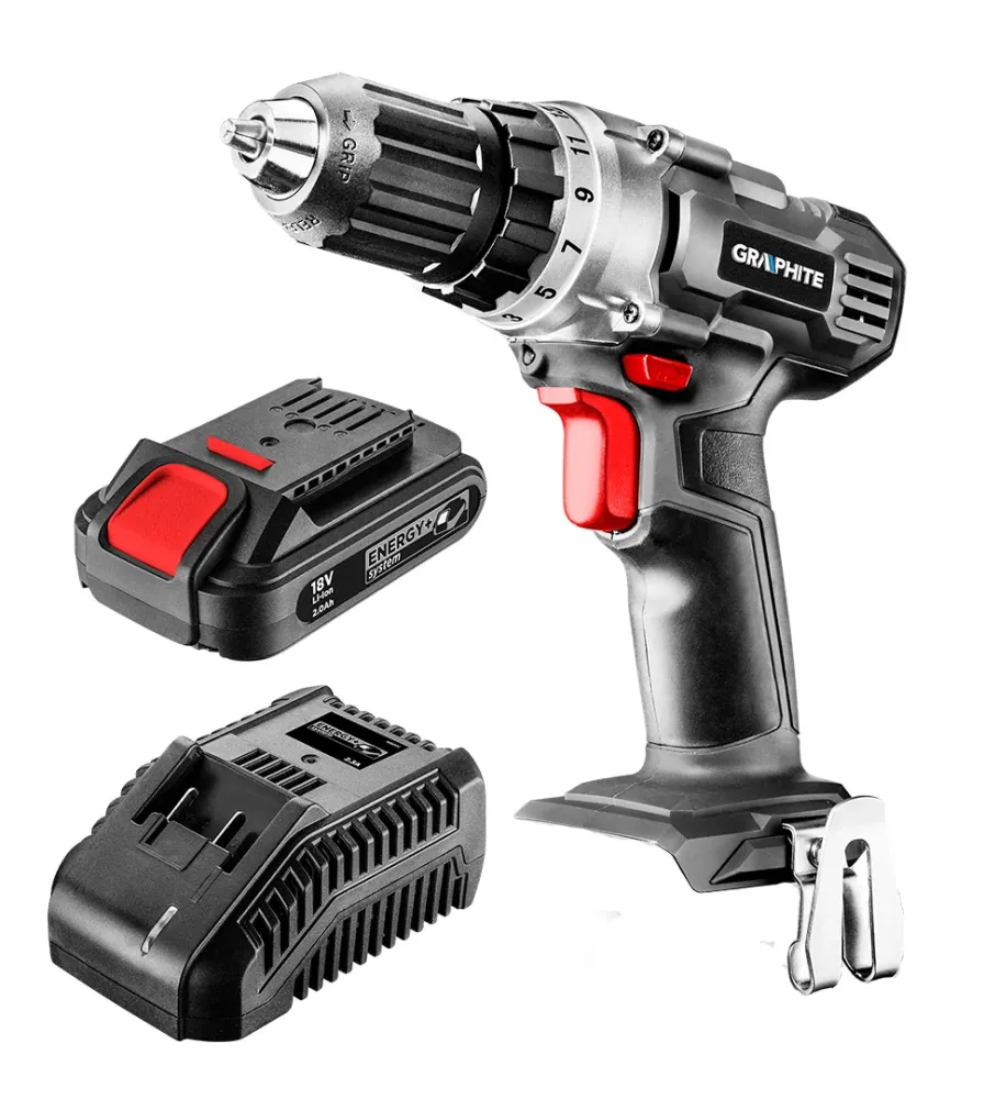 Akkus fúró ENERGY+ 18V/2ah, 10mm gyorstokmány, akku+töltő