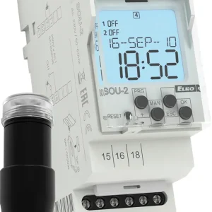 SOU-2/230V Alkonykapcsoló digitális kapcsolóórával, érzékelővel