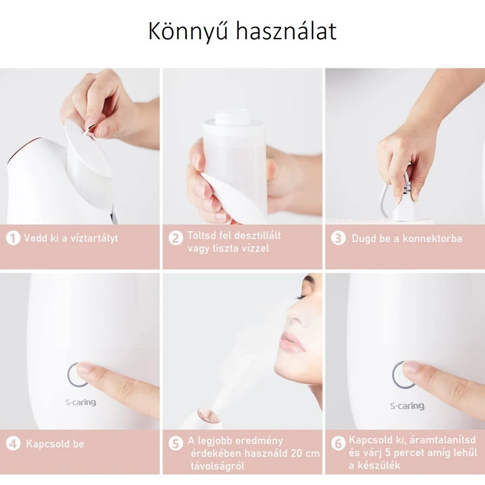 S Caring Ionos Arcgőzölő – Mélytisztító és Hidratáló Arcápoló Készülék