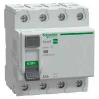 SCHNEIDER EASY9 PRO Áram-védőkapcsoló,FI-RELÉ osztály, 4P, 25A, 30mA EZ9R49425