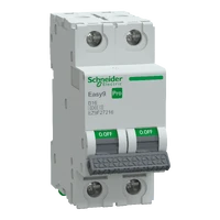 SCHNEIDER EASY9 PRO Kismegszakító,autómata 2P, B, 16A 6kA IP20 EZ9F27216