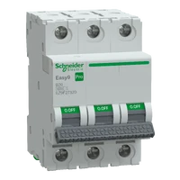 SCHNEIDER EASY9 PRO Kismegszakító,autómata 3P, B, 20A 6kA IP20 EZ9F27320