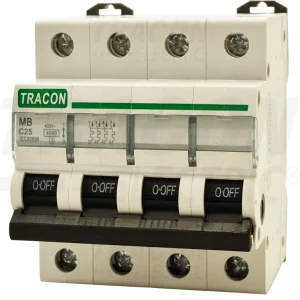 Tracon MB kismegszakító ,autómata- 4,5 kA 10A, 4,5 kA 4P c MB-4C-10