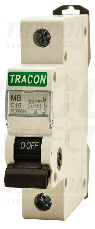 Tracon MB kismegszakító,autómata - 4,5 kA 10A, 4,5 kA 1P C MB-1C-10