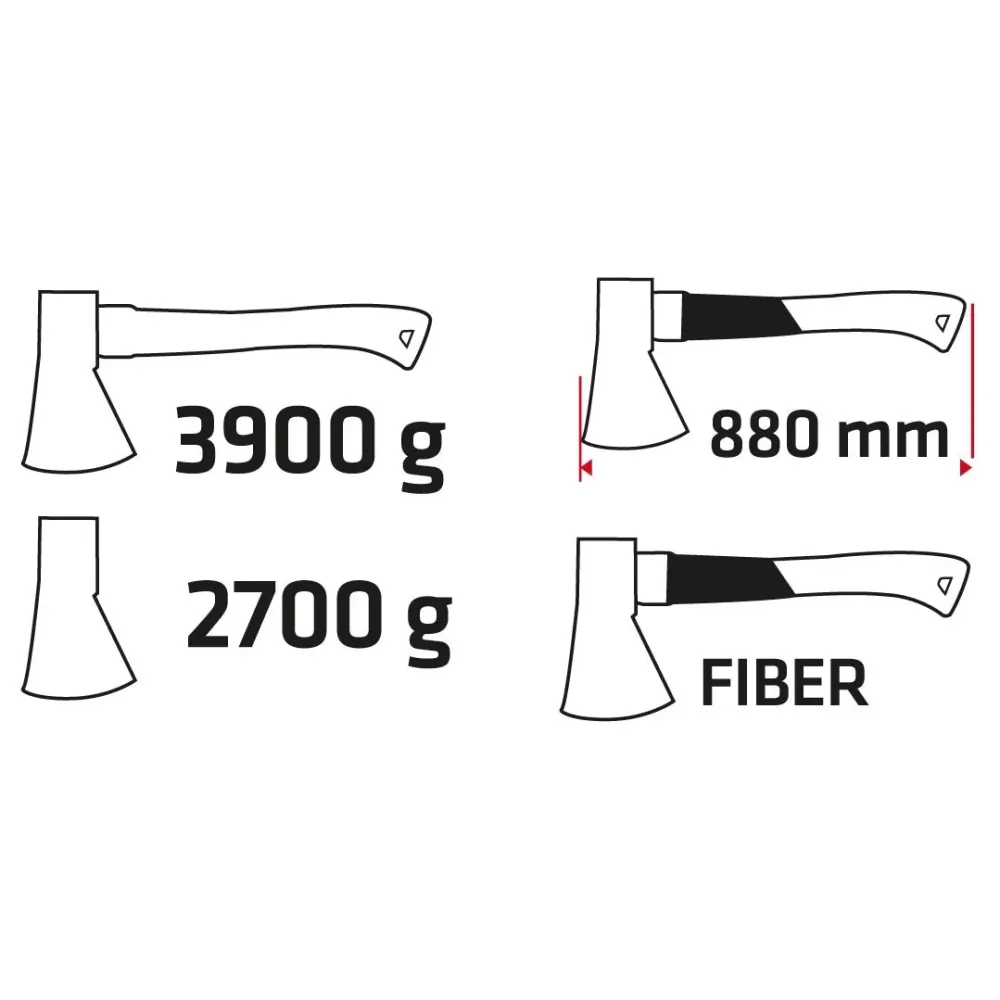Hasítófejsze 3900g, fej 2700g, üvegszálas nyél