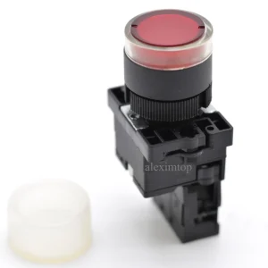 Nyomógomb gumival 22mm piros, EB2