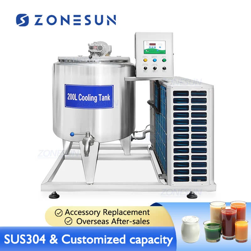 Zonesun ZS-CT200L Kiváló minőségű rozsdamentes acél 200L tejtermék-joghurt ital keverőedény hűtő tároló tartály