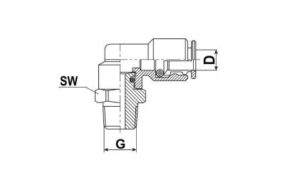 Gyorskuplungos könyök forgócsatlakozó M6 x 1 tap 6 mm