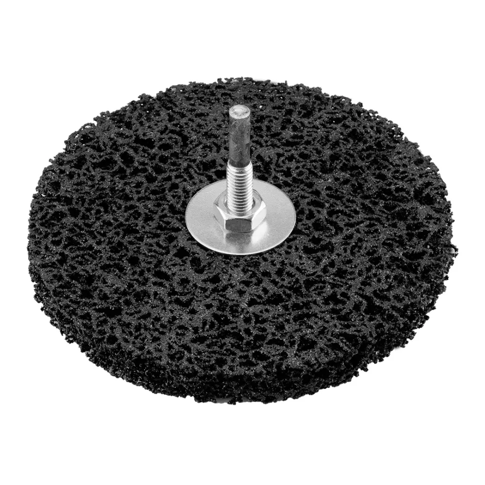 Tisztítókorong szilikon karbidos műanyag szálakkal, fémcsiszoláshoz, 125x14x6mm, csapos, fúrógépekhez