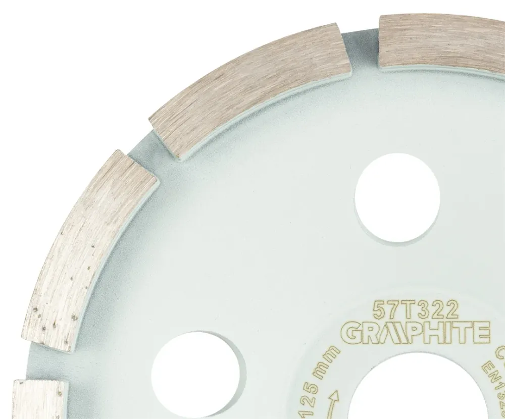 Gyémánt csiszolókorong 125x22.2mm, szegmenses, 1 soros, száraz