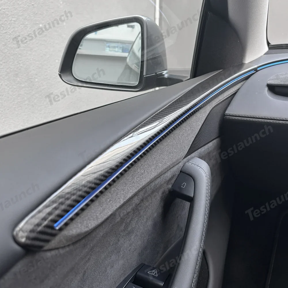 Fényes szénszálas ajtópanel-védők Tesla Model Y Juniper 2025+ (4 darabos készlet)