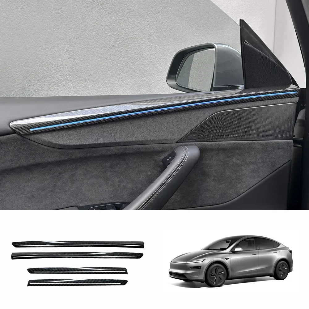 Fényes szénszálas ajtópanel-védők Tesla Model Y Juniper 2025+ (4 darabos készlet)