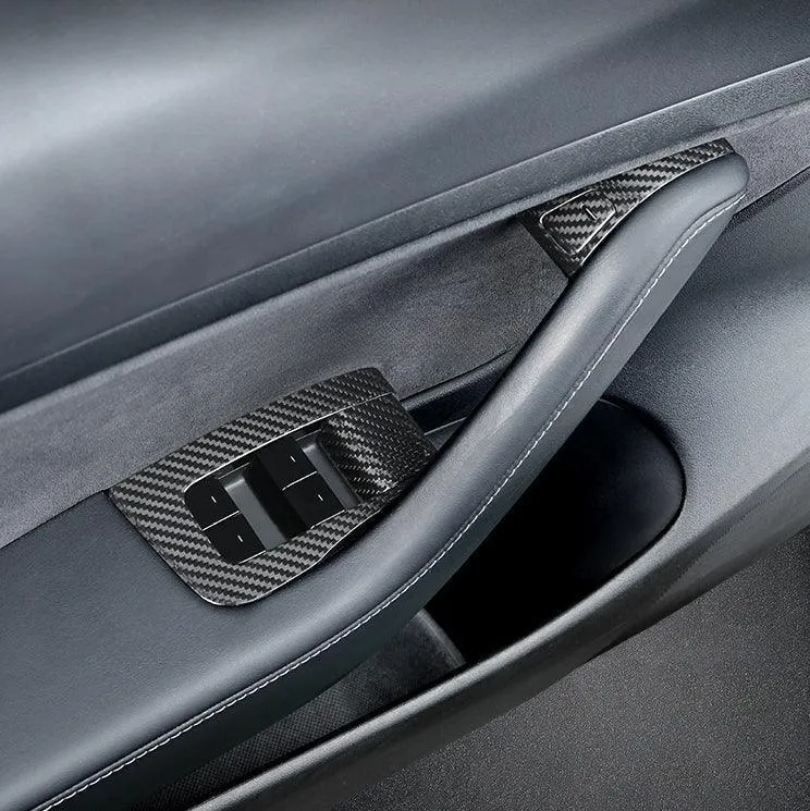 Kiváló minőségű szénszálas ajtókapcsoló-burkolatok Tesla Model 3-hoz és Model Y-hoz (12 darabos készlet)