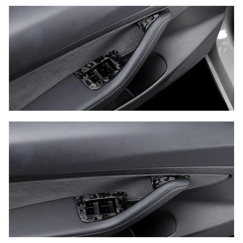 Kiváló minőségű szénszálas ajtókapcsoló-burkolatok Tesla Model 3-hoz és Model Y-hoz (12 darabos készlet)