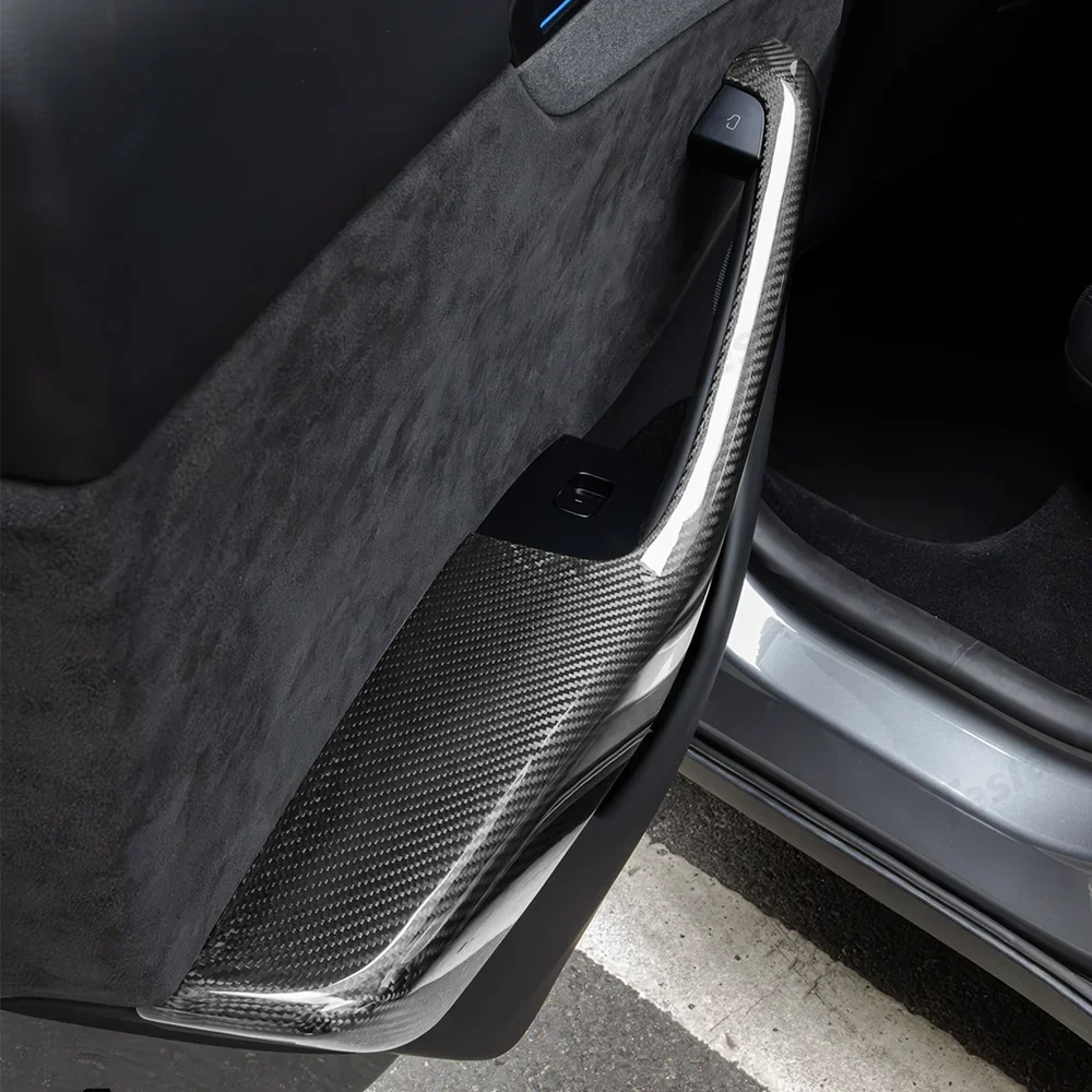Kiváló minőségű szénszálas kartámasz burkolatok Tesla Model Y Juniper 2025+ (4 darabos készlet)