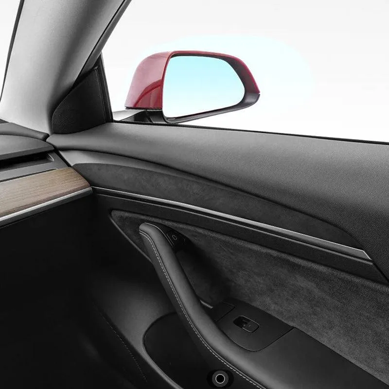 Model 3/Y Alcantara belső első ajtókárpitos panel sapkák Tesla Model 3. (2021-2023) és Model Y 2023