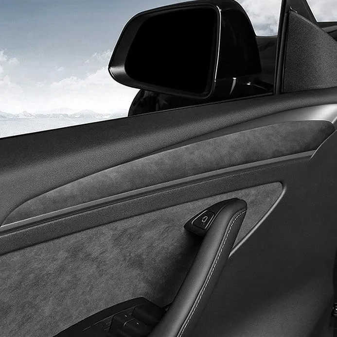 Model 3/Y Alcantara belső első ajtókárpitos panel sapkák Tesla Model 3. (2021-2023) és Model Y 2023