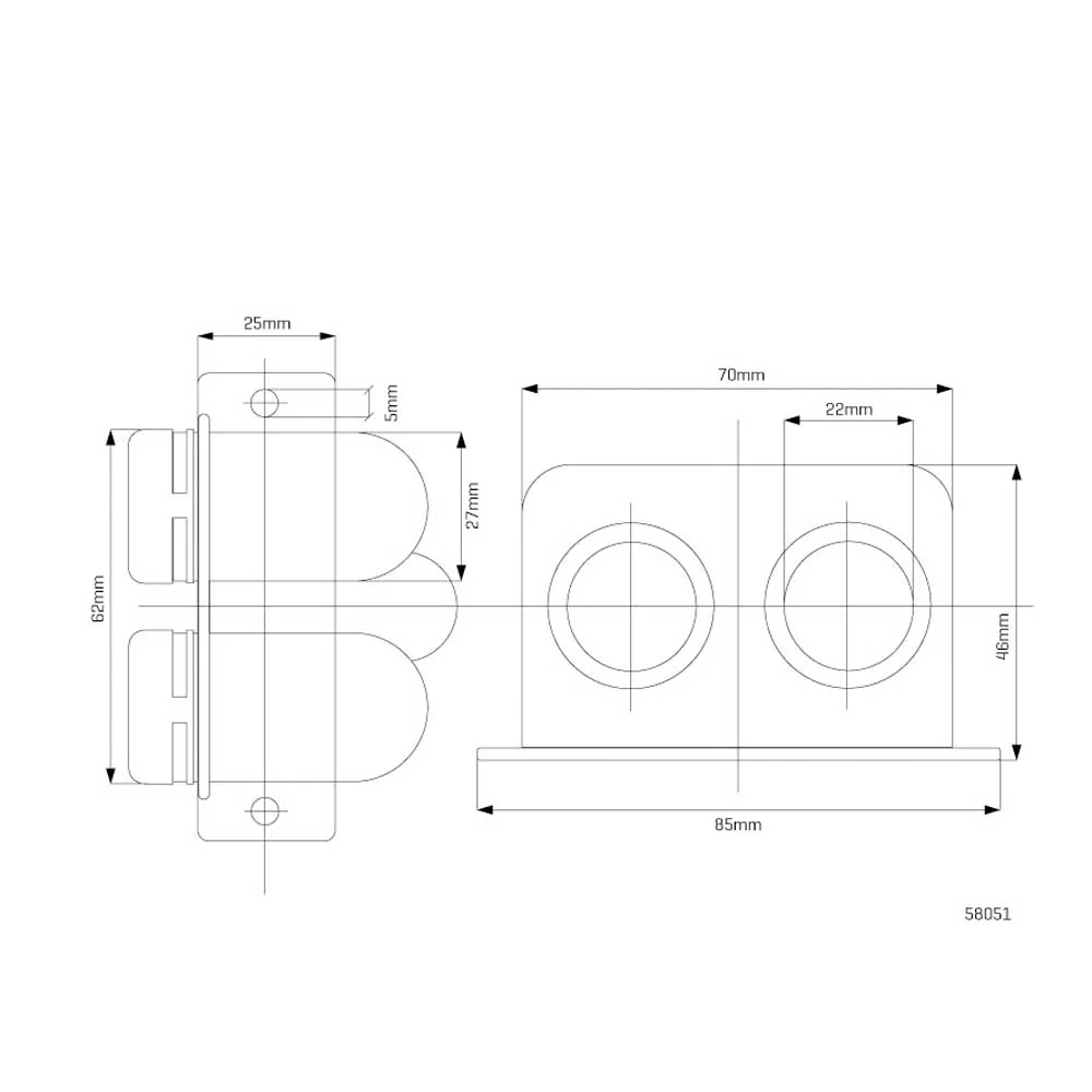 Dupla 12V elektromos aljzat – vízálló, 15A