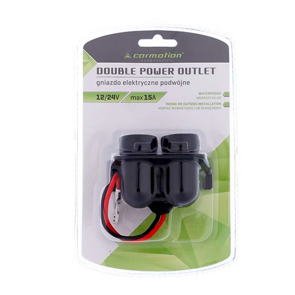 Dupla 12V elektromos aljzat – vízálló, 15A