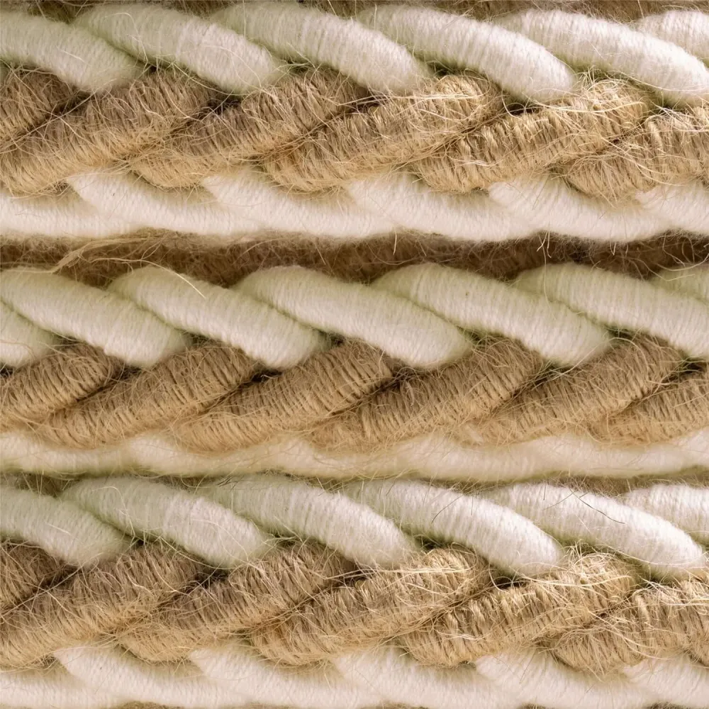 2XL sodrott zsinór juta és natúr fehér pamutból, elektromos textilkábel 2x0,75. Átmérő: 24 mm