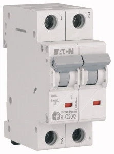 Eaton Home kismegszakító,autómata 4,5kA, 2P, 20A, C jelleggörbe 194772