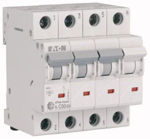 Eaton Home kismegszakító,autómata 4,5kA, 3P+N, 50A, C jelleggörbe 194816