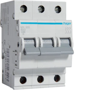 Hager kismegszakító,autómata 3P, B-20A, 4,5kA, 3M MX320