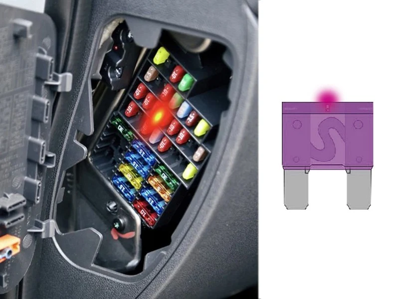 MAXI biztosíték LED-es kijelzővel, 7 db