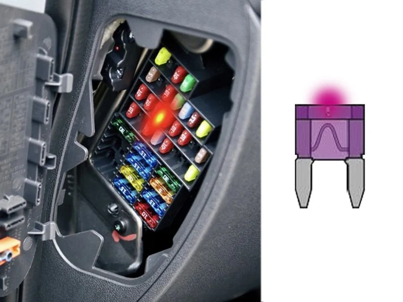 MINI biztosítók LED-es kijelzővel, 10 db