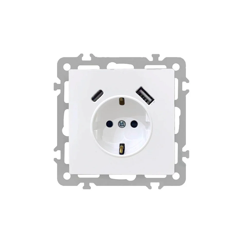 Nova földelt csatlakozóaljzat USB csatlakozóval 2A fehér