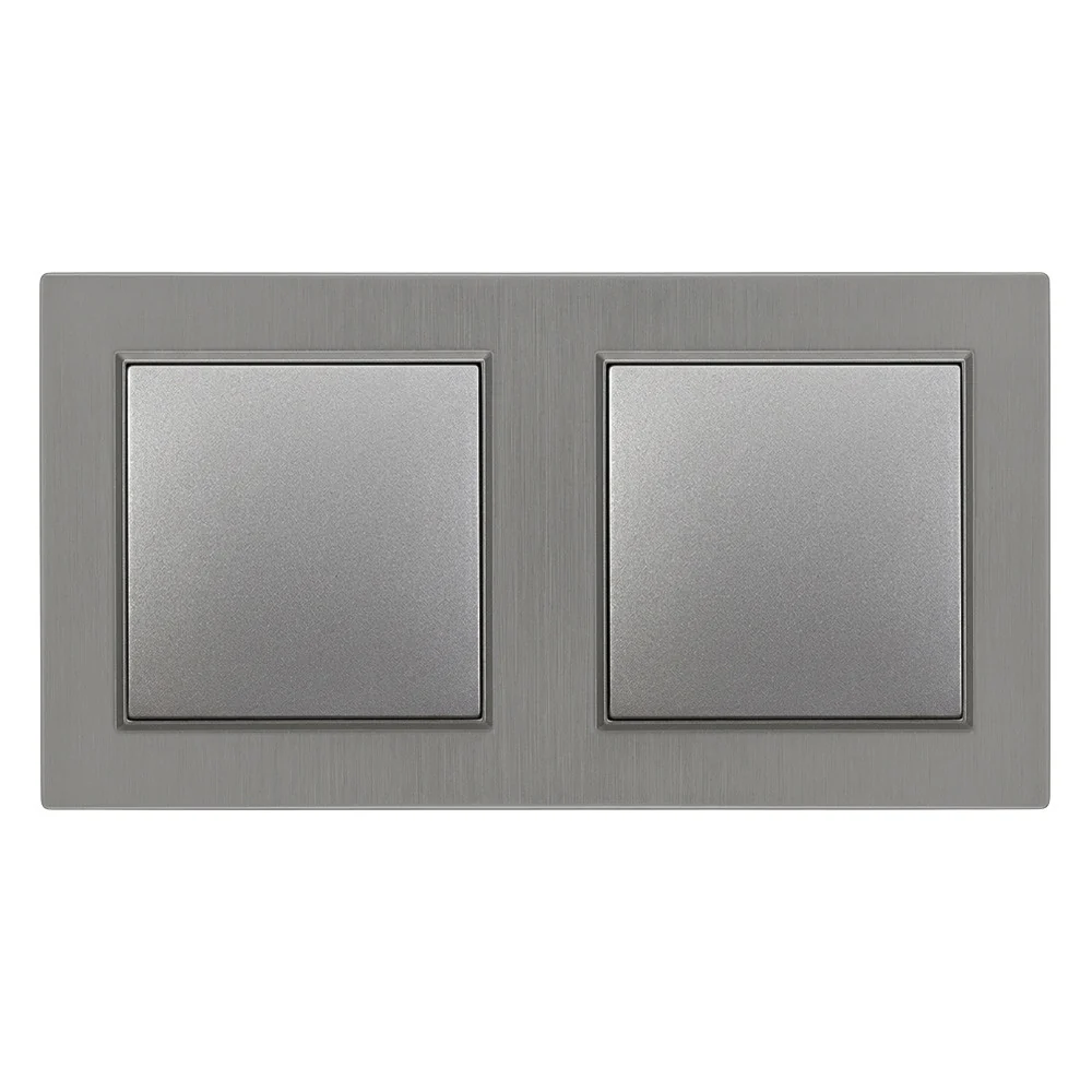 Nova kettős kereszt kapcsoló 10A 250V 107 szürke dupla kerettel