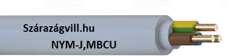 Tömörerű Kábel NYM-J Mbcu 5x 1,5 szürke 300/500V PVC Köpeny 100m esetén