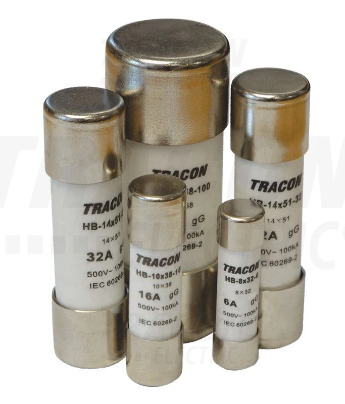 Tracon Hengeres biztosító gG 4A,500VAC,100kA,8x32 HB-8X32-4
