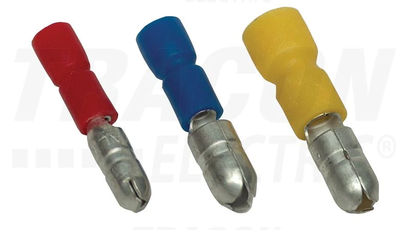 Tracon Szigetelt hengeres csatlakozó dugó 1,5mm2, (d1=1,8mm, d2=4mm), PVC PH4