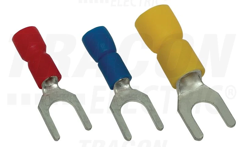 Tracon Szigetelt villássaru 6mm2, M4, (d1=3,4mm, d2=4,3mm), PVC SV4