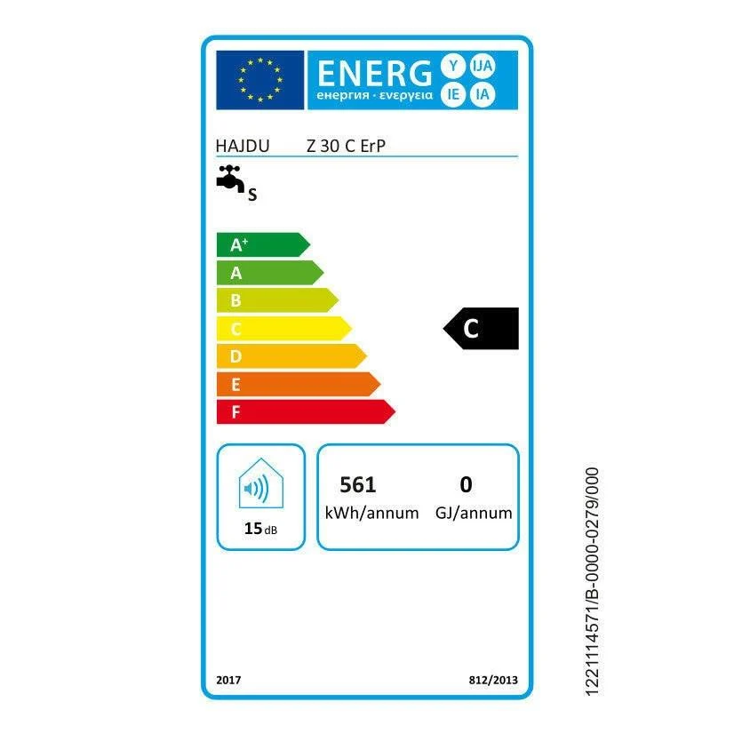 Hajdu Z-30 C ErP elektromos forróvíztároló 30 l. fali függőleges, kerámiafűtővel (2111511117)