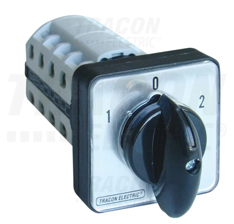 Tracon Beépíthető Választókapcsoló 400V, 50Hz, 32A, 2×4P, 11kW, 64×64mm, 60° TKV-326/4