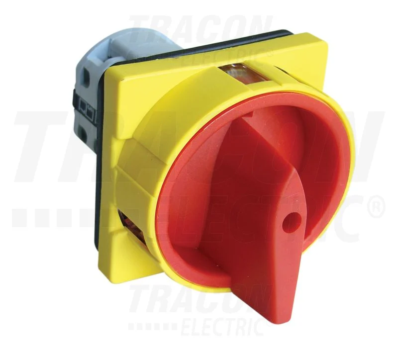 Tracon Főkapcsoló 400V, 50Hz, 63A, 4P, 18,5kW, 64×64mm Lakatolható Be-Ki Tokozott IP44 TKFL-63TS