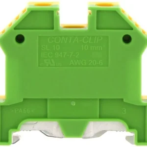 CONTA-CLIP Földelő sorkapocs TS35 1-szintes 0,2-10mm2 zöld-sárga csavaros csavaros SL 10/35 GNYE 1213.2
