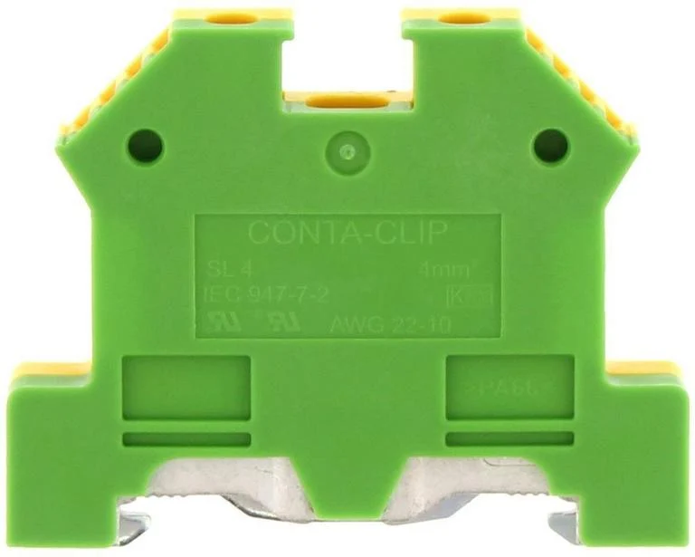 CONTA-CLIP Földelő sorkapocs TS35 1-szintes 0,2-4mm2 zöld-sárga csavaros csavaros SL 4/35 GNYE 1212.2
