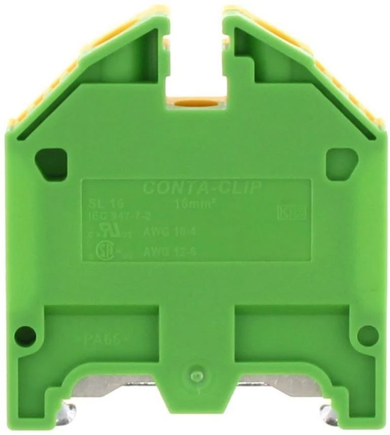 CONTA-CLIP Földelő sorkapocs TS35 1-szintes 2,5-16mm2 zöld-sárga csavaros csavaros SL 16/35 GNYE 1197.2